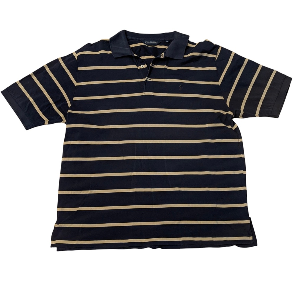 Polo Golf Ralph‎ Lauren Polo Shirt Striped Collared Navy Cotton Small Pony XL
